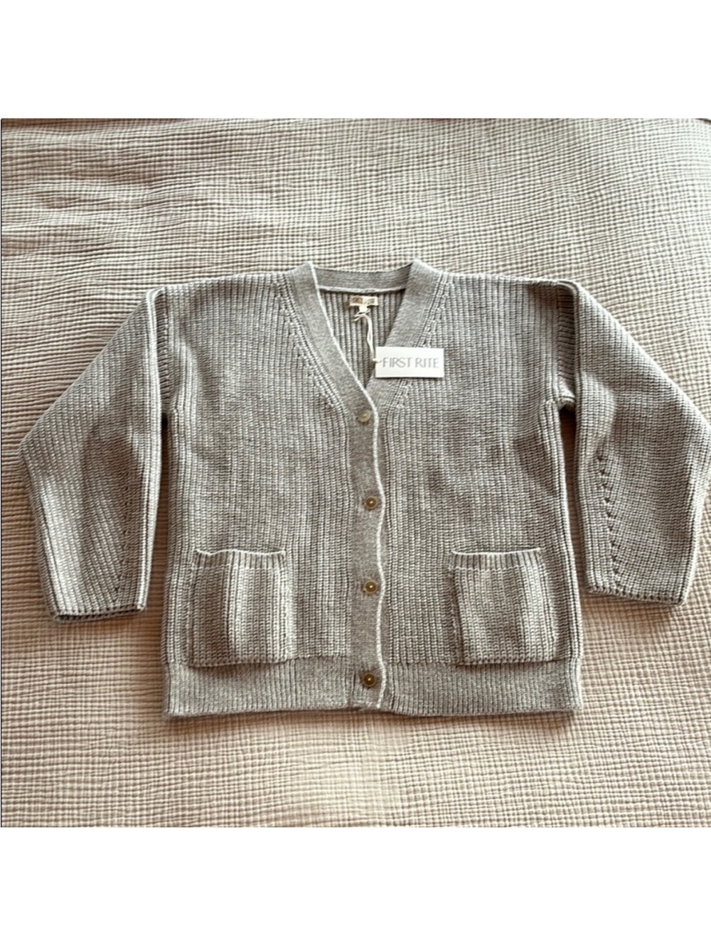 NWT First Rite Maia Highland Wool Cardigan in Fog
